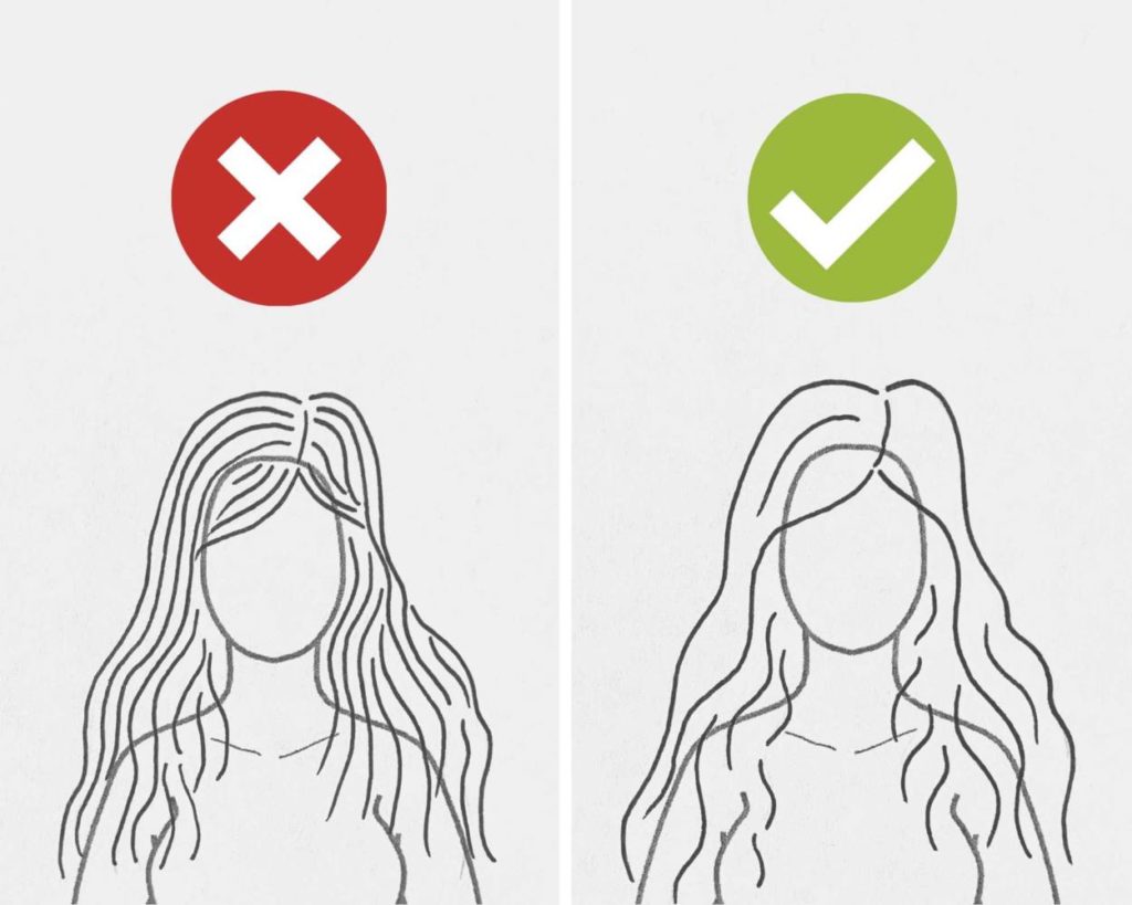 how to draw simple hair